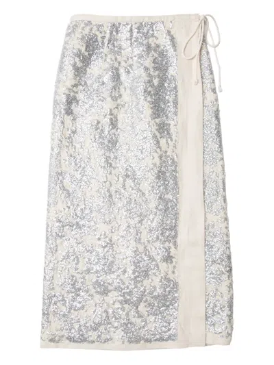 Muller Of Yoshiokubo Sequin-embellished Wrap Skirt In White