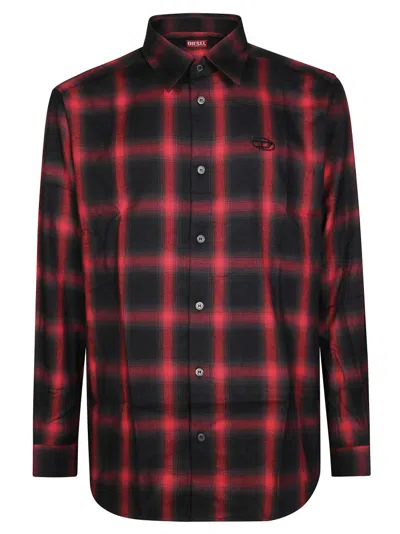 Diesel Button-up Shirt With Bold Checkered Pattern In Multi