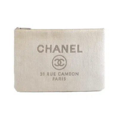Pre-owned Chanel Nylon Canvas Pouch () In Sand