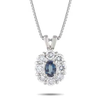 Lb Exclusive Platinum 0.41ct Diamond And Alexandrite Pendant Necklace Mf38-101525 In Metallic