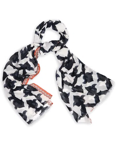 Saachi Geo-bordered Printed Scarf In Black