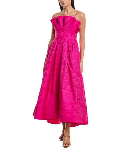 Amsale Jacquard Pleated Gown In Pink