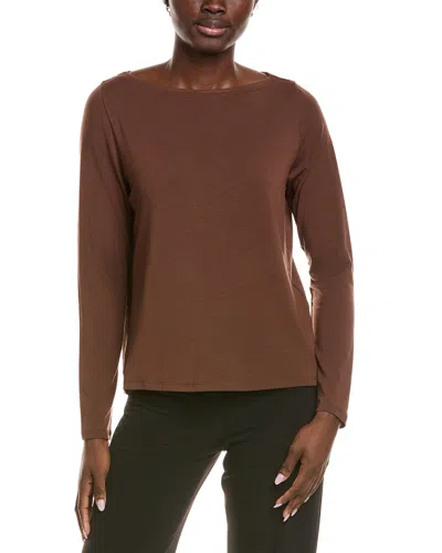 Eileen Fisher Bateau Neck Top In Brown