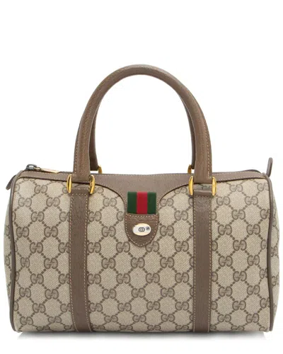 Gucci Brown Gg Supreme Canvas Web Boston Bag (authentic Pre-loved) In Blue