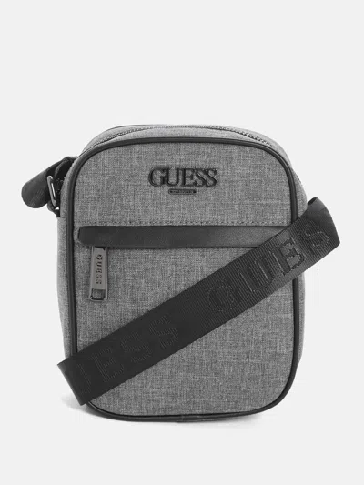 Guess Factory Faux-leather Trim Crossbody In Gray