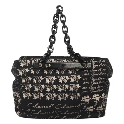 Pre-owned Chanel Resin Tote Printed Canvas Canvas Bag () In Black