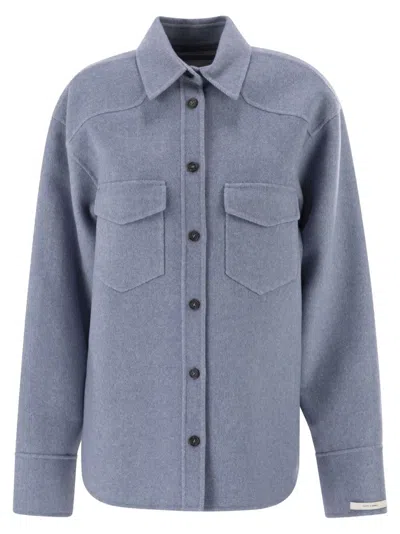 Sportmax Palpiti Oversized Shirt In Pure Wool In Blue