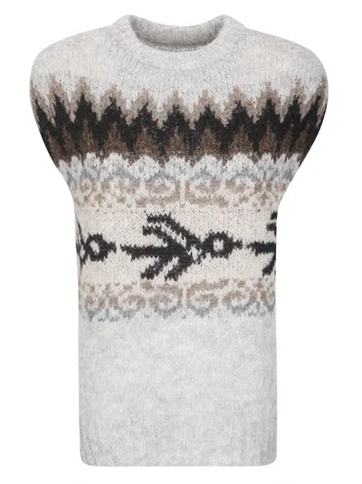 Thibault Van Der Straete Round Neck Sleeveless Fairisle Bird Sweater In Multi