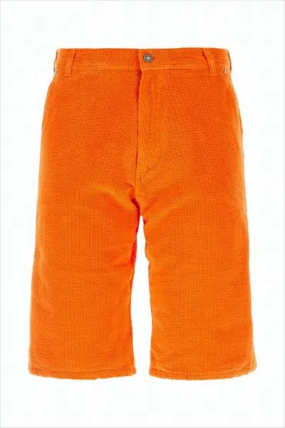 Erl Orange Tailored Shorts With Textured Fabric In Orange