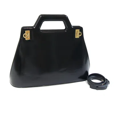Pre-owned Ferragamo Leather Handbag Shoulder Bag () In Black