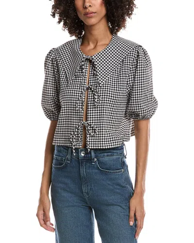 Meiven Seersucker Blouse In Black