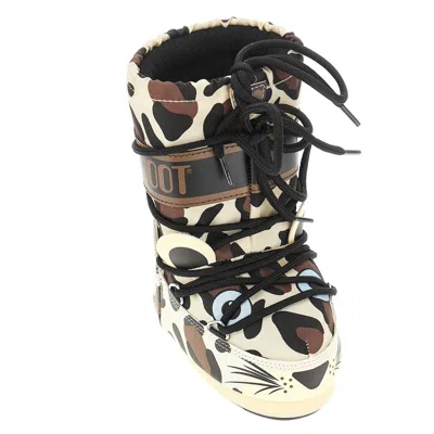 Moon Boot Spotted Nylon 'icon' Boots Kids In Animal Print