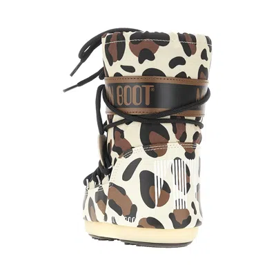 Moon Boot Spotted Nylon 'icon' Boots Kids In Animal Print