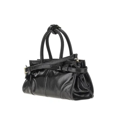 Prada Handheld Clutch With Buckle And Drawstring In Black