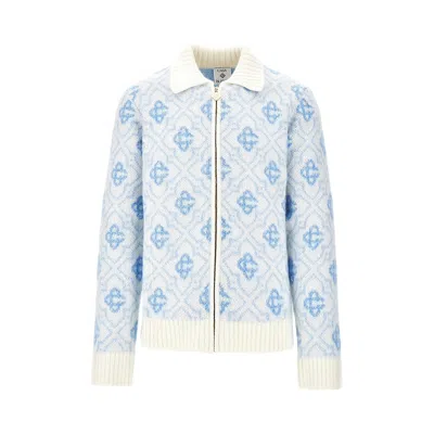 Casablanca Refined Wool Blend Sweatshirt With Classic Collar In Neutral