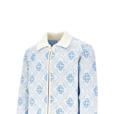 Casablanca Refined Wool Blend Sweatshirt With Classic Collar In Neutral