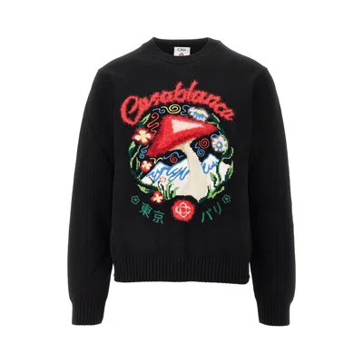 Casablanca 'mushroom' Embroidered Sweater In Black