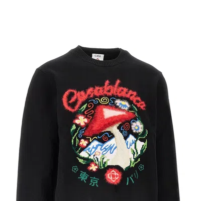 Casablanca 'mushroom' Embroidered Sweater In Black