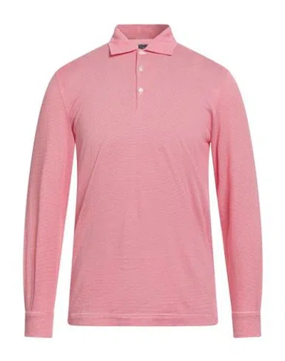 Fedeli Man Polo Shirt Coral Size 42 Cotton In Pink