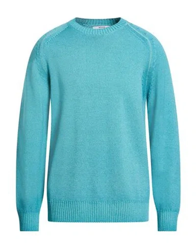 Masq Man Sweater Turquoise Size 44 Merino Wool In Blue