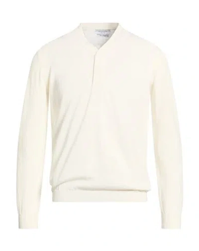 Wool & Co Man Sweater Ivory Size Xl Cotton In Neutral