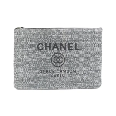 Pre-owned Chanel Canvas Nylon Pouch () In Gray