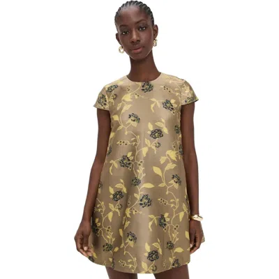 Staud Mia Floral-pattern Mini Dress In Brown