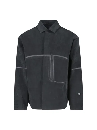 Massimo Osti Studio Classic Black Shirt With Structured Collar And Button-down Front In Multi