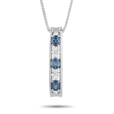 Lb Exclusive Platinum 0.10ct Diamond And Alexandrite Bar Necklace Mf11-101525 In Silver