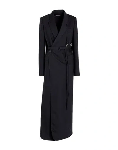 Ann Demeulemeester Belted Coat With Pockets In Black Wool In Black