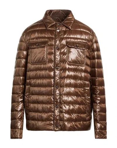 Herno Man Puffer Chocolate Brown Size 48 Polyamide In Brown