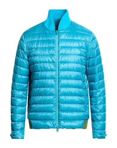 Herno Globe Man Puffer Turquoise Size 40 Polyamide, Cotton In Blue