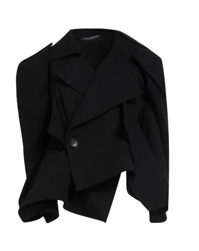 Yohji Yamamoto Collections Woman Coat Black Size 1 Wool, Nylon In Black