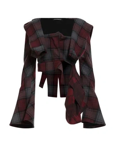 Yohji Yamamoto Collections Woman Jacket Burgundy Size 2 Wool, Nylon, Acrylic, Polyester In Red