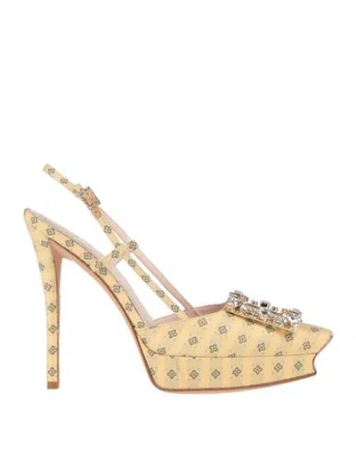 Roger Vivier Woman Pumps Pastel Yellow Size 6.5 Textile Fibers In Multi