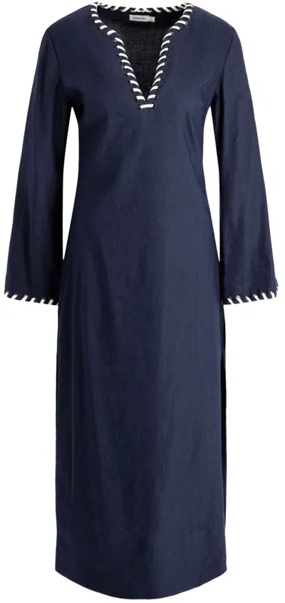 Simkhai Women's Navy Blue Long Sleeve Dalta Midi Dress In Blue