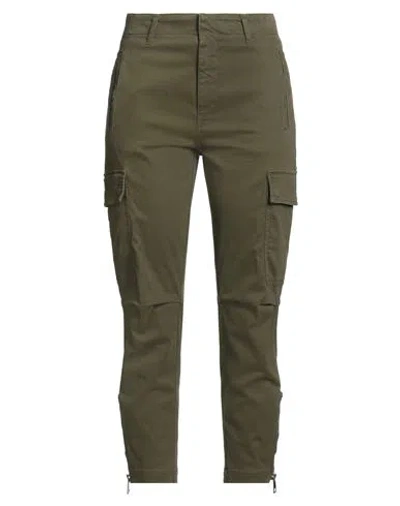 Dondup Woman Pants Military Green Size 25 Organic Cotton, Recycled Elastane In Green