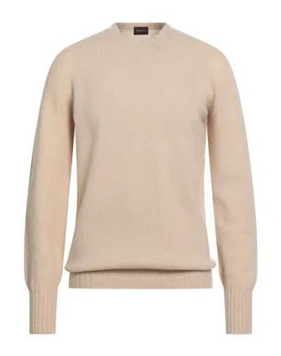 Drumohr Man Sweater Sand Size 46 Cashmere In Brown