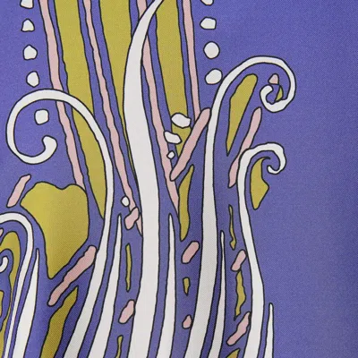 La Doublej Make An Exit Printed Silk Satin Blouse In Blue