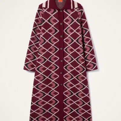 La Doublej Jacquard-knit Coat In Brown
