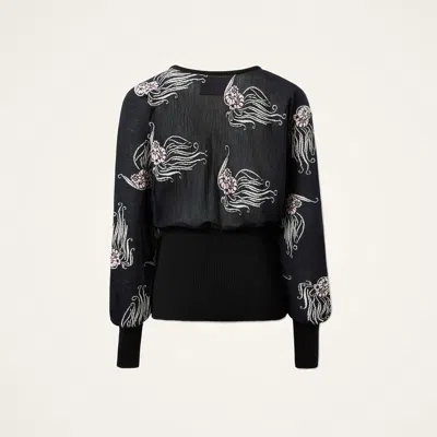 La Doublej Winged Knit Top In Black