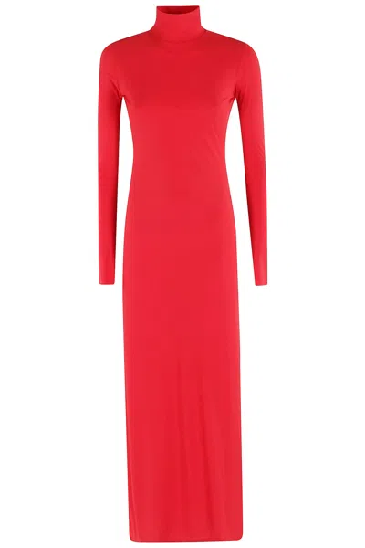 Amazuìn Jenna Turtleneck Maxi Dress In Orange