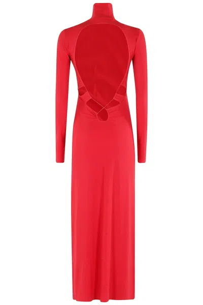 Amazuìn Jenna Turtleneck Maxi Dress In Orange