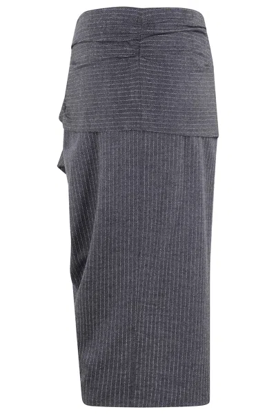 Isabel Marant Womens Anthracite Atrium Reilly Pinstripe Wool-blend Midi Skirt In Gray