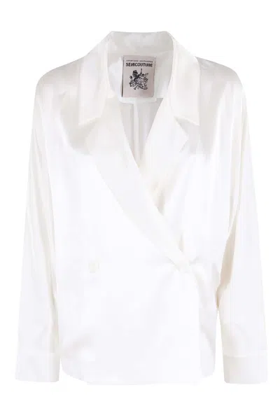 Semicouture Double-breasted Shirt In White