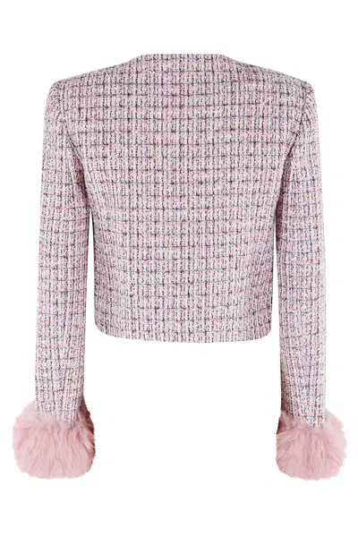 Self-portrait Self Portrait Crystal-embellished Tweed Jacket In Pink
