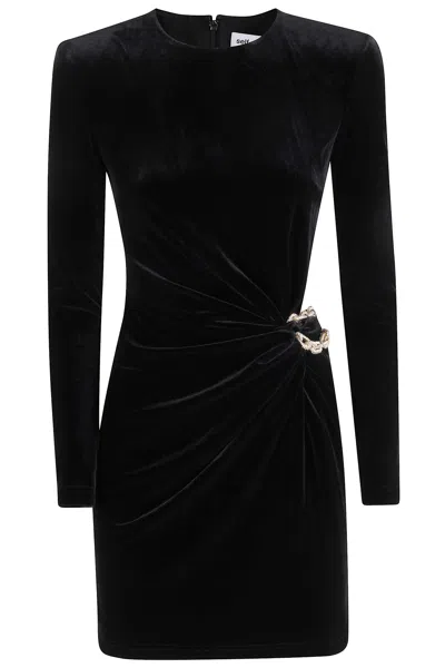 Self-portrait Mini Velvet Dress In Black
