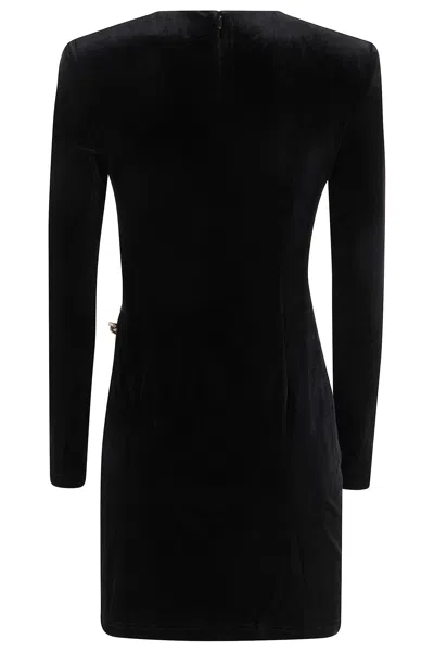 Self-portrait Mini Velvet Dress In Black