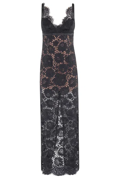 Self-portrait Black Floral Lace Maxi Dress In Multi