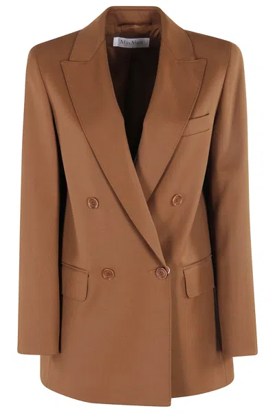 Max Mara Double Breasted Button-up Blazer In Brown